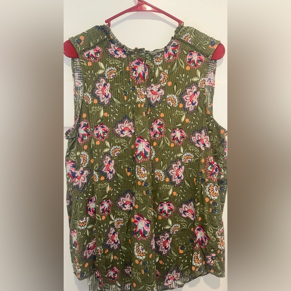 Lane Bryant Ruffle Notch-Neck Textured Tank - Picture 2 of 5